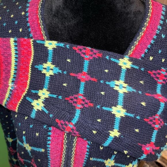 Marsh Landing Granny Knit Cottage Navy Pink Women's Cardigan M Vintage Grandma - Picture 9 of 16